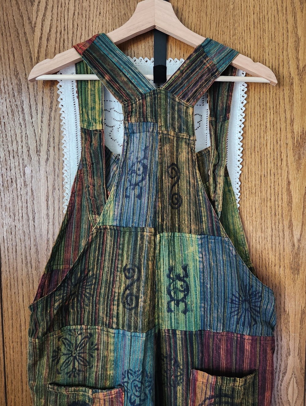 Gypsy Rose Cotton Tie-Dye Patchwork Overalls - Picture 6 of 10